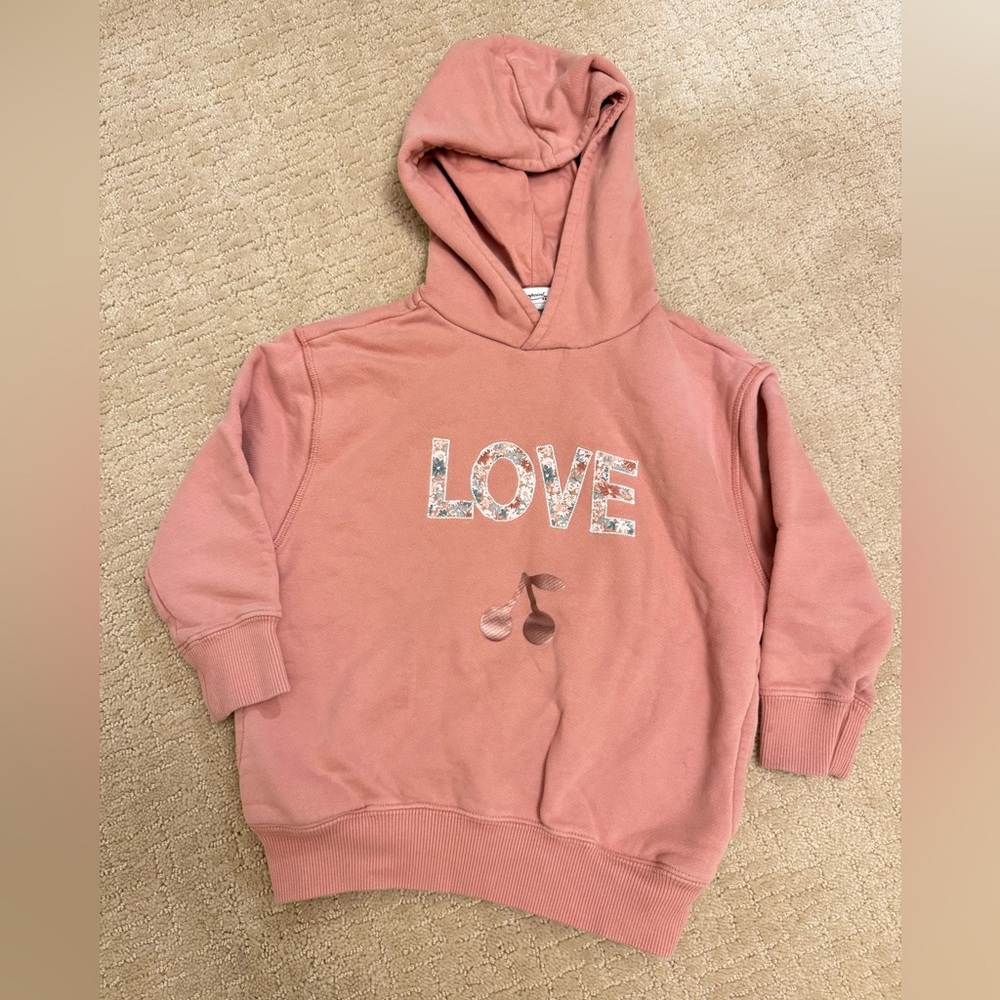 Bonpoint Kids Pink Hoodie with Love Print in size 4/104cm